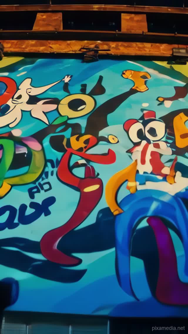 Surreal Beasts on Brick - Street Art AI stock